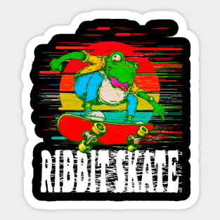 Glitched Skateboarding Frog Sticker